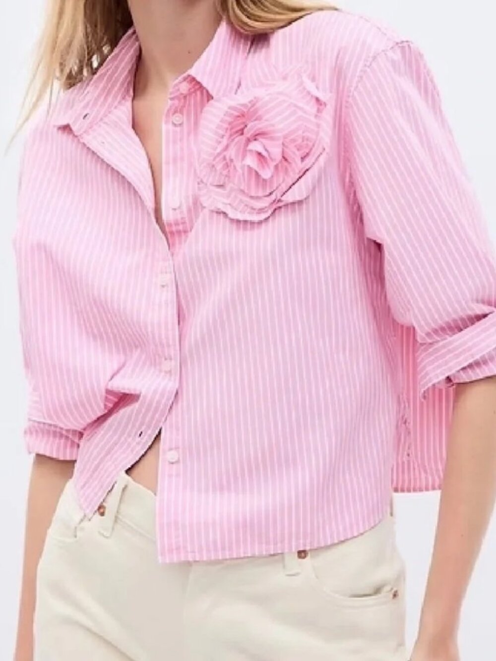 Gap × LoveShackFancy Organic Cotton Cropped Shirt
